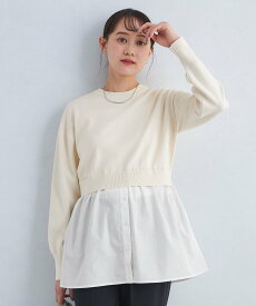 【SALE／80%OFF】UNITED ARROWS green label relaxing シャツ裾 ドッキング ニット プルオーバー -ウォッシャブル- ユナイテッドアローズ アウトレット トップス ニット ネイビー ブラック ホワイト