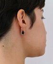 【K10】天然石キューブカットイヤリング オニキス