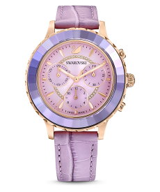 SWAROVSKI 【公式】【スワロフスキー】Octea Lux Chrono ウォッチ, スイス製, レザーストラップ, パープル, ローズゴールドトーン仕上げ スワロフスキー アクセサリー・腕時計 腕時計 パープル【送料無料】