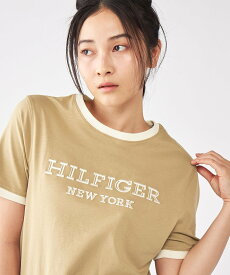 【SALE／50%OFF】TOMMY HILFIGER 【オンライン限定】【ユニセックス】トミーヒルフィガー モノタイプリンガーTシャツ トミーヒルフィガー トップス カットソー・Tシャツ ブルー ベージュ ネイビー ホワイト