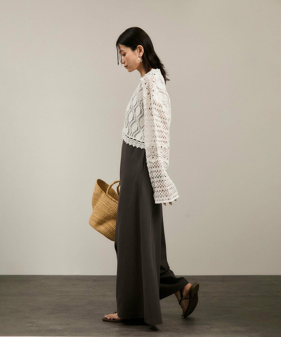 【SALE/50%OFF】SALON adam et rope' 【WEB限定】レースパッチワークボレロ サロン アダム エ ロペ トップス カーディガン ブラック ホワイト【送料無料】 - メイン画像 12