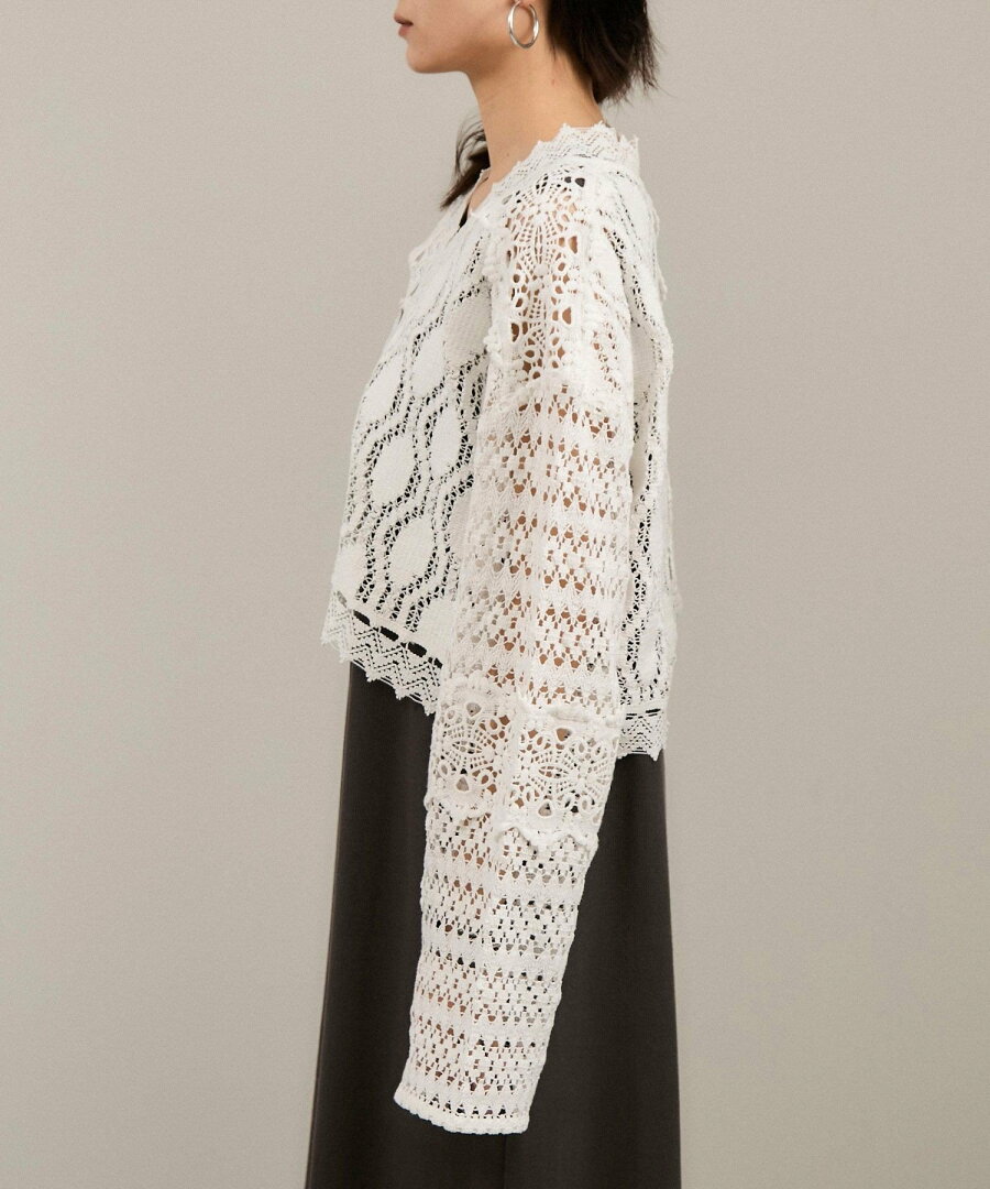 【SALE/50%OFF】SALON adam et rope' 【WEB限定】レースパッチワークボレロ サロン アダム エ ロペ トップス カーディガン ブラック ホワイト【送料無料】 - メイン画像 17