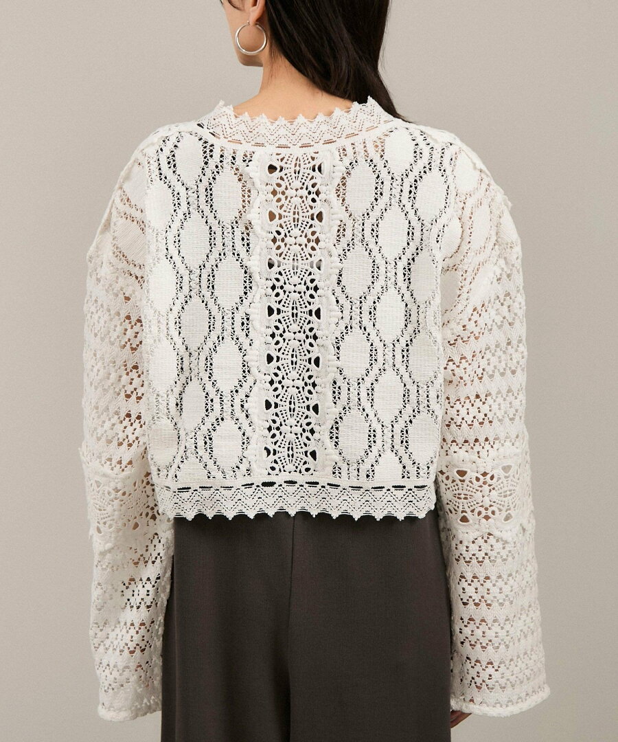 【SALE/50%OFF】SALON adam et rope' 【WEB限定】レースパッチワークボレロ サロン アダム エ ロペ トップス カーディガン ブラック ホワイト【送料無料】 - メイン画像 18