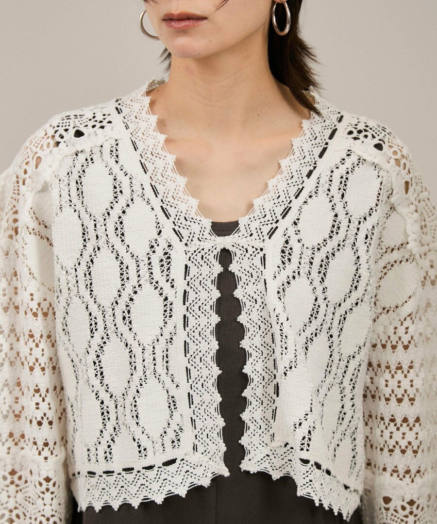 【SALE/50%OFF】SALON adam et rope' 【WEB限定】レースパッチワークボレロ サロン アダム エ ロペ トップス カーディガン ブラック ホワイト【送料無料】 - メイン画像 19