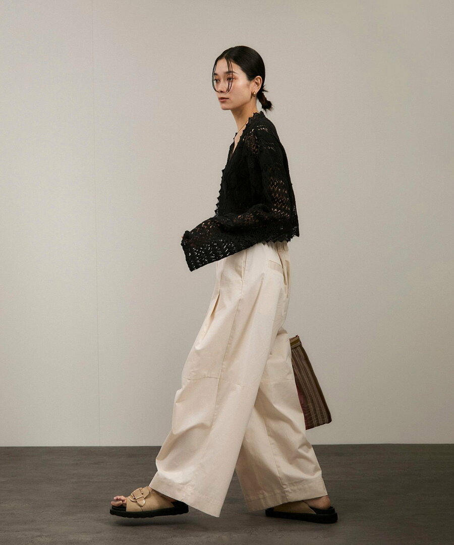 【SALE/50%OFF】SALON adam et rope' 【WEB限定】レースパッチワークボレロ サロン アダム エ ロペ トップス カーディガン ブラック ホワイト【送料無料】 - メイン画像 6