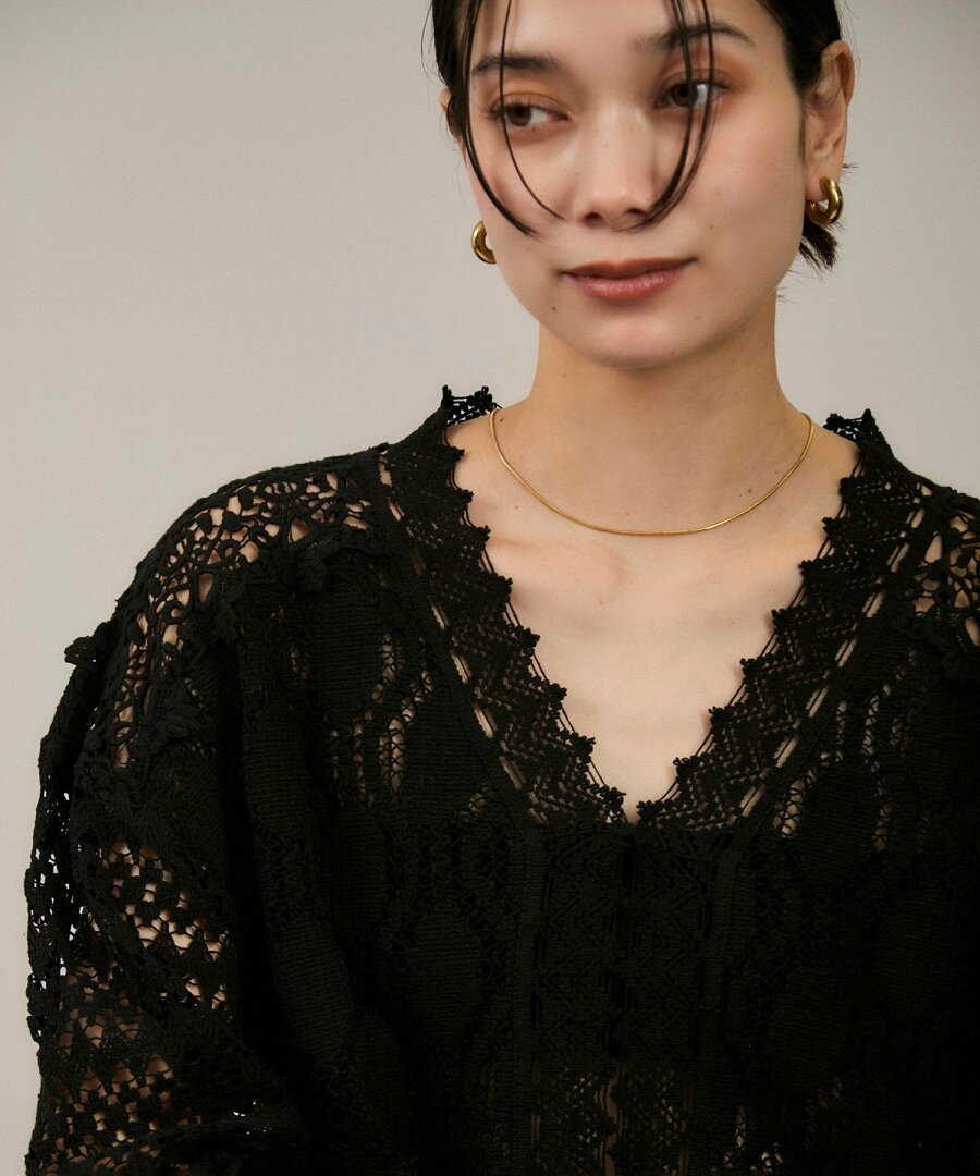 【SALE/50%OFF】SALON adam et rope' 【WEB限定】レースパッチワークボレロ サロン アダム エ ロペ トップス カーディガン ブラック ホワイト【送料無料】 - メイン画像 9