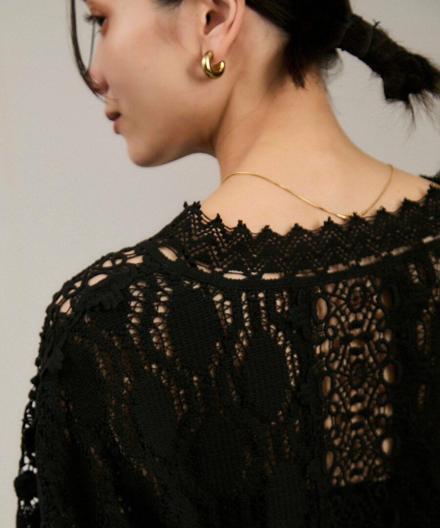 【SALE/50%OFF】SALON adam et rope' 【WEB限定】レースパッチワークボレロ サロン アダム エ ロペ トップス カーディガン ブラック ホワイト【送料無料】 - メイン画像 10