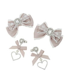 NOEMIE リボンヘアクリップ4点セット ノエミー アクセサリー・腕時計 その他のアクセサリー・腕時計 ピンク