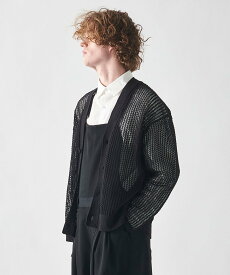 【SALE／60%OFF】JOSEPH STUDIO MEN 【洗える・ユニセックス】メッシュニット カーディガン ジョゼフ オム トップス カーディガン ホワイト ブラック【送料無料】