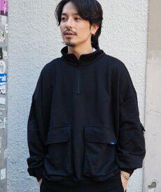 JACKROSE (M)JACKROSE/JE-MILITARY HALF ZIP ジャックローズ トップス スウェット・トレーナー ブラック グレー【送料無料】