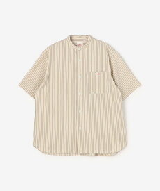 Bshop DANTON ｜ コットンリネン バンドカラーシャツ STRIPE MEN ビショップ トップス シャツ・ブラウス ベージュ ブルー【送料無料】