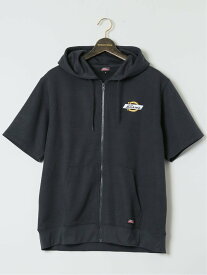 GRAND-BACK 【大きいサイズ】ジュニュイン ディッキーズ/Genuine Dickies フクレジャガード 半袖パーカー タカキュー トップス パーカー・フーディー ホワイト ブラック【送料無料】