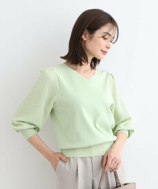 【SALE／37%OFF】INDIVI 【洗える】袖コンシャス Vネックニット インディヴィ トップス ニット ホワイト ブラック グリーン【送料無料】