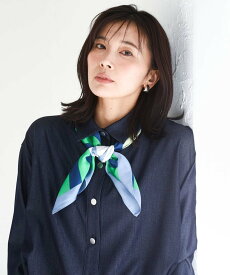 MK MICHEL KLEIN [SANAGARAシリーズ]デニムライク クロップド丈シャツブラウス/接触冷感/UVカット/洗える エムケーミッシェルクラン トップス シャツ・ブラウス ベージュ ネイビー【送料無料】