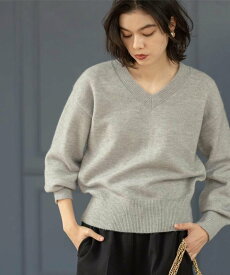 【SALE／20%OFF】OPAQUE.CLIP Vネックラメニット【洗濯機OK】 オペークドットクリップ トップス ニット ネイビー グレー レッド