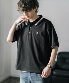 Rocky Monroe U.S. POLO ASSN. 別注コラボワンポイントロゴ刺繍天竺半袖ポロ ロッキーモンロー トップス ポロシャツ ブラック ベージュ グレー グリーン ブラウン ホワイト ワインレッド ネイビー【送料無料】