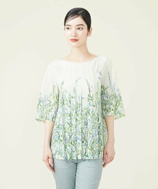 【SALE／50%OFF】Sybilla ボタニカルプリントプリーツブラウス シビラ トップス シャツ・ブラウス ホワイト ブラック【送料無料】