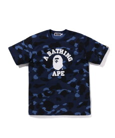 A BATHING APE COLOR CAMO COLLEGE TEE ア ベイシング エイプ トップス カットソー・Tシャツ ネイビー パープル レッド イエロー【送料無料】