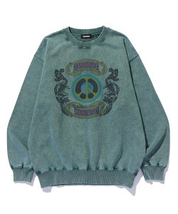 �ySALE�^40%OFF�zXLARGE OVERDYED CREST CREWNECK SWEATSHIRT �G�N�X�g�����[�W �g�b�v�X �X�E�F�b�g�E�g���[�i�[ �O���[�� �x�[�W�� �u���b�N�y���������z