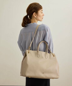 【SALE／50%OFF】ROPE' 横型レザートートバッグ【A4対応】 ロペ バッグ トートバッグ ベージュ ブラック【送料無料】