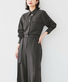 【SALE／60%OFF】UNTITLED 【朝比奈 彩*Oggi*UNTITLED スペシャルコラボ】シャツカラーオールインワン アンタイトル オールインワン・オーバーオール オーバーオール・サロペット グレー ブラック【送料無料】