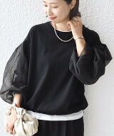 SHIPS WOMEN 【WEB限定】＜手洗い可能＞シアー コンビ 裾 ドロスト プルオーバー シップス トップス カッ…