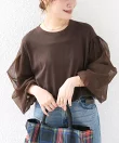 【WEB限定】<手洗い可能>シアー コンビ 裾 ドロスト プルオーバー