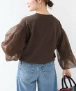 【WEB限定】<手洗い可能>シアー コンビ 裾 ドロスト プルオーバー
