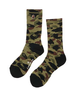 A BATHING APE 1ST CAMO APE HEAD ONE POINT SOCKS �A �x�C�V���O �G�C�v �C���E���b�O�E�F�A �C�� �O���[ �C�G���[ �O���[��