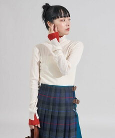 【SALE／21%OFF】FREAK'S STORE ウォッシャブル 配色 レイヤード タートルニット/タートルネック/洗えるニット 25AW フリークスストア トップス ニット ブルー グレー ホワイト