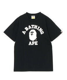 A BATHING APE BICOLOR COLLEGE TEE -ONLINE EXCLUSIVE- ア ベイシング エイプ トップス カットソー・Tシャツ ブラック ホワイト【送料無料】