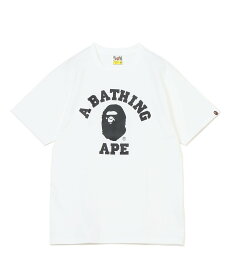 A BATHING APE BICOLOR COLLEGE TEE -ONLINE EXCLUSIVE- ア ベイシング エイプ トップス カットソー・Tシャツ ブラック ホワイト【送料無料】