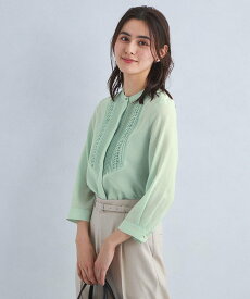 【SALE／10%OFF】UNITED ARROWS green label relaxing ピンタック 七分袖 ブラウス -マシンウォッシャブル- ユナイテッドアローズ グリーンレーベルリラクシング トップス シャツ・ブラウス ホワイト ブラック グリーン【送料無料】