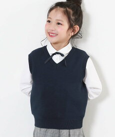 devirock 綿100% 洗える スクールニット Vネック ベスト 子供服 キッズ ベビー服 男の子 26AW デビロック トップス ニット グレー ネイビー ブラック