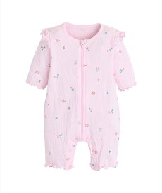 【SALE／50%OFF】moimoln ルージャガード7分丈ジッパーカバーオール モイモルン マタニティウェア・ベビー用品 ロンパース・カバーオール ピンク イエロー