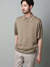 【SALE／20%OFF】SUIT SQUARE ニットポロシャツ 半袖 ウォッシャブル 強撚コットンアクリル天竺 無地 スーツ スクエア トップス ポロシャツ ベージュ【送料無料】