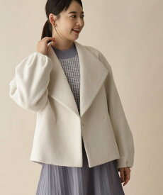 【SALE／50%OFF】index カシミヤ混ビッグカラーショートコート/ボリューム袖 インデックス ジャケット・アウター チェスターコート ホワイト グレー ブルー【送料無料】