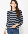 サタデーTシャツ、クルーネック 7分丈袖 ストライプ