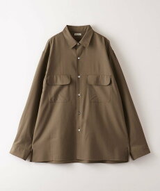 Steven Alan ＜Steven Alan＞ メリノウール レギュラーカラー ボックス シャツ -ALINE ビューティー＆ユース　ユナイテッドアローズ トップス シャツ・ブラウス ベージュ ネイビー【送料無料】