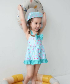 utatane キッズ水着 胸リボンワンピース 女の子 子供用 フラミンゴ ウタタネ 水着・スイムグッズ 水着 グリーン ピンク【送料無料】