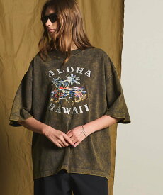 MAISON SPECIAL 「ALOHA」Embroidery Powder Bleach Prime-Over Crew Neck T-Shirt メゾンスペシャル トップス カットソー・Tシャツ ブラック【送料無料】