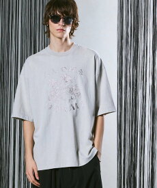 MAISON SPECIAL 「ALOHA」Embroidery Powder Bleach Prime-Over Crew Neck T-Shirt メゾンスペシャル トップス カットソー・Tシャツ ブラック【送料無料】