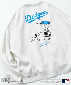 【SALE／10%OFF】FREAK'S STORE MLB×PEANUTS 別注 ビッグシルエット バックプリント クルーネックスウェット / Dodgers 【限定展開】 25AW フリークスストア トップス スウェット・トレーナー ネイビー グレー ブラック【送料無料】