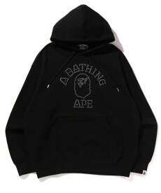 A BATHING APE RHINESTONE COLLEGE PULLOVER HOODIE ア ベイシング エイプ トップス パーカー・フーディー ブラック グレー【送料無料】