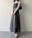 mipiarl フロントリボンラッフルキャミワンピース