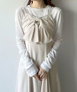 mipiarl フロントリボンラッフルキャミワンピース