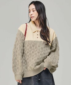 【SALE／20%OFF】KRIFF MAYER (W)コーデュロイドッキングニット クリフメイヤー トップス ニット グレー ネイビー【送料無料】