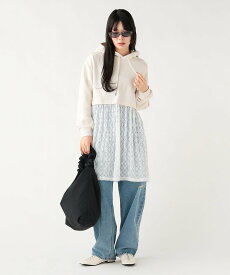 BEAMS HEART WOMEN 裾レース スウェット プルオーバー ワンピース ビームス ハート ワンピース・ドレス ワンピース ホワイト【送料無料】
