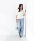 部分シアーペプラムニット