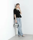 部分シアーペプラムニット